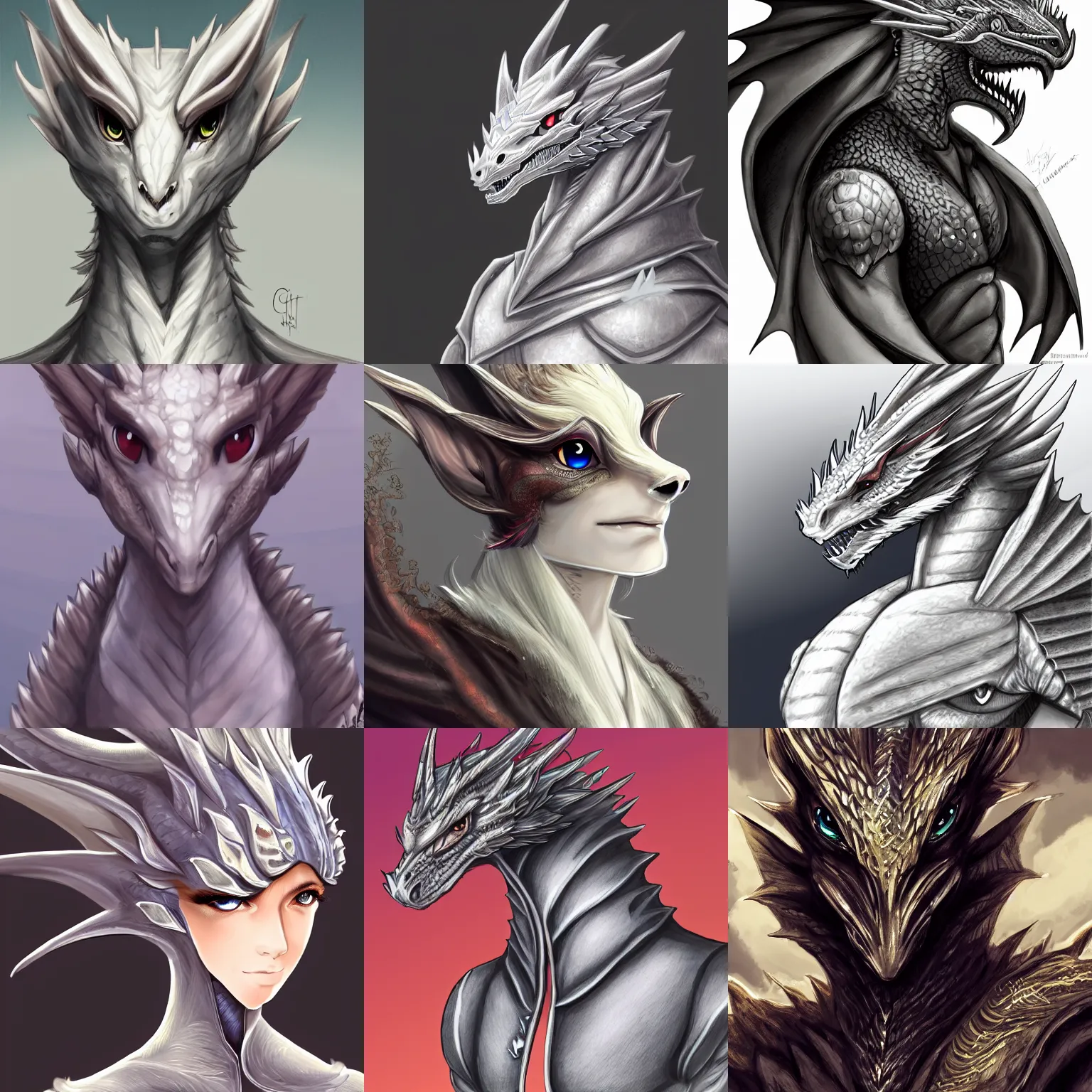 Image similar to very very beautiful half body side angle portrait of a handsome anthropomorphic silver dragon, soft delicate draconic features, cute eyes, eyelashes, wearing a luxurious silk cloak, commission on furaffinity, artstation, high quality digital art, warm colors