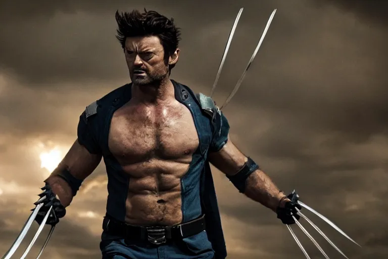 Image similar to film still of Karl Urban as wolverine in new X-men movie, 4k