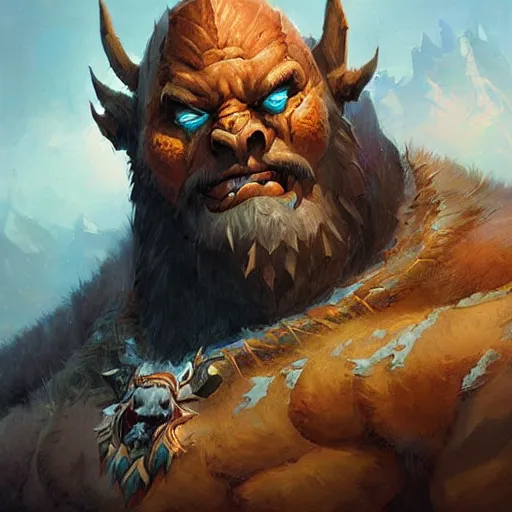 Image similar to the hero mountain king from the game warcraft, oil painting, by greg rutkowski