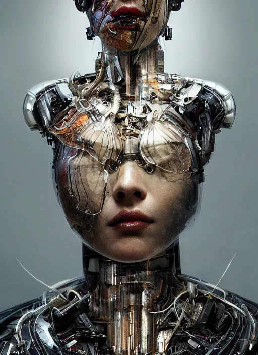 Image similar to portrait of a futuristic geisha cyborg, in the style of ghost in the shell, kintsugi, modern fine art, fractal, intricate, elegant, highly detailed, digital photography, subsurface scattering, by jheronimus bosch and h r giger and greg rutkowski,