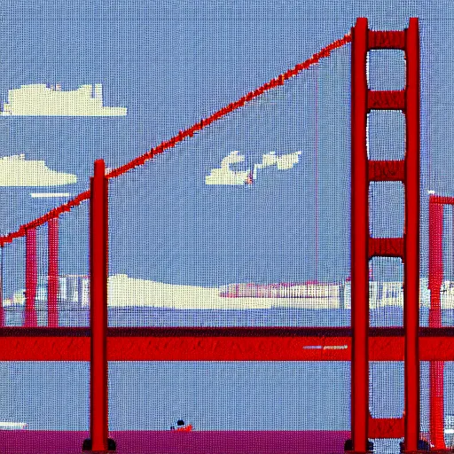 Image similar to pixel art of san francisco golden gate bridge