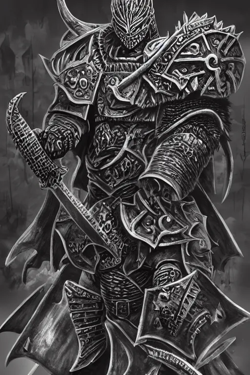 Image similar to chaos warrior, fantasy, warhammer, highly detailed, digital art, sharp focus, trending on art station, kentaro miura manga art style