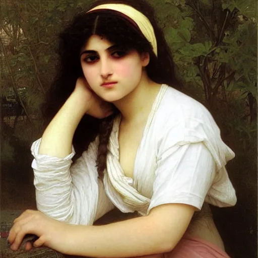Prompt: 2 1 - year - old persian goth girl, drawn by william - adolphe bouguereau