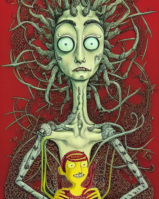 Image similar to portrait painted in jacek yerka style drawn by vania zouravliov and takato yamamoto, inspired by rick and morty, intricate acrylic gouache painting, high detail, sharp high detail, artstation
