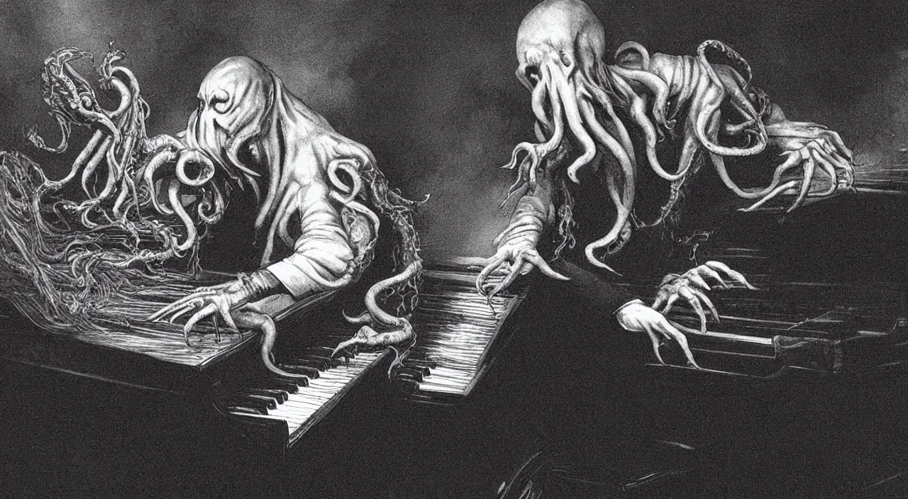 Image similar to cthulhu playing the piano