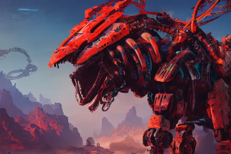 Image similar to scorcher machine mecanical creature robot of horizon forbidden west horizon zero dawn bioluminiscence global illumination ray tracing hdr fanart arstation by ian pesty and alena aenami artworks in 4 k