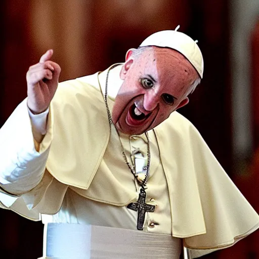 Image similar to the pope screaming at a kitten