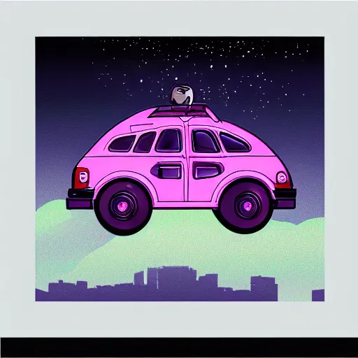 Image similar to a tardigrade driving a car, miami, nighttime, synthwave, detailed,