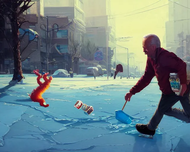 Prompt: Highly detailed portrait of homeless Joe Biden barefooted chasing the ice cream truck, in GTA V, Stephen Bliss, unreal engine, fantasy art by Greg Rutkowski, Loish, Rhads, ferdinand knab, Makoto Shinkai and Lois van baarle, ilya kuvshinov, rossdraws, Tom Bagshaw, global illumination, radiant light, detailed and intricate environment