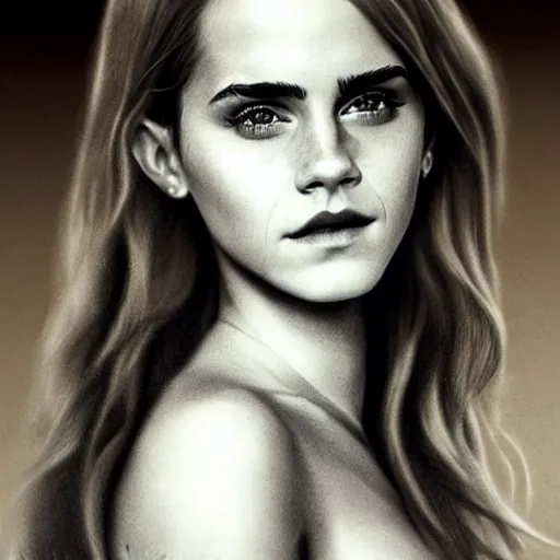 Prompt: pencil drawing of emma watson wearing a latex suit in a beach, beautiful piercing eyes, hyper realistic face, in the style of greg rutkowski, fantasy, amazing detail, epic, elegant, smooth