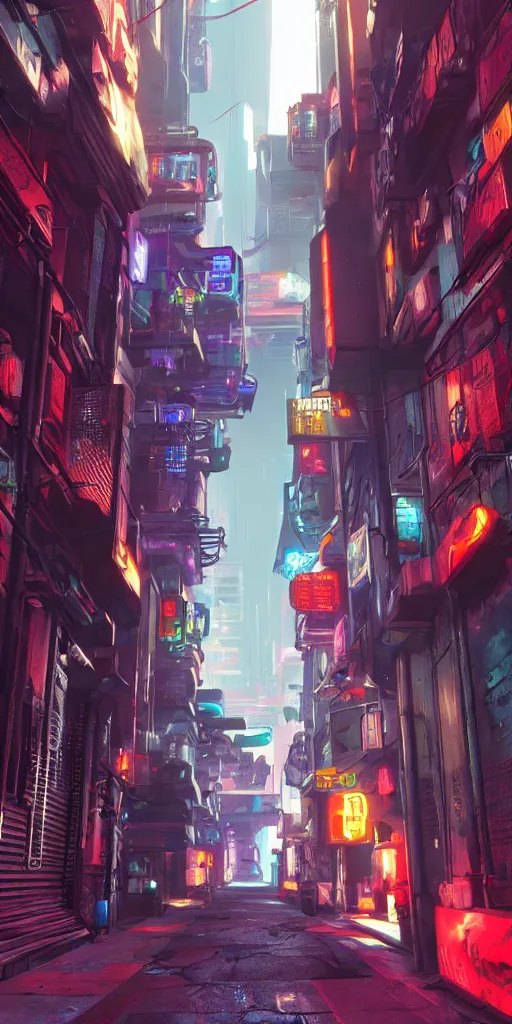 Image similar to cyberpunk alley drawn by jack kirby, 8 k, raytracing, unreal engine 5,