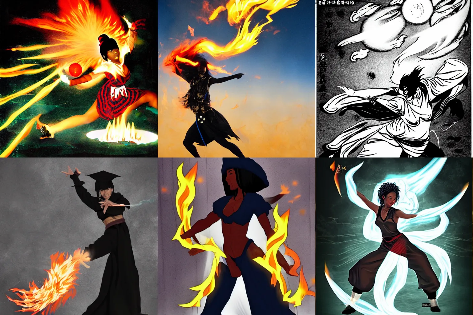 Image similar to Sakimichan style : the black sorceress casting a fire ball