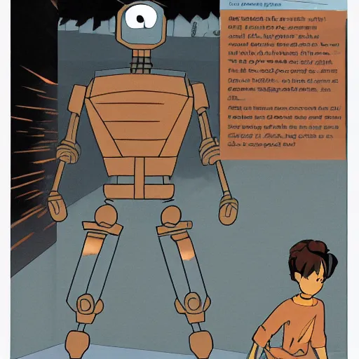 Prompt: The Iron Giant, but made of copper instead