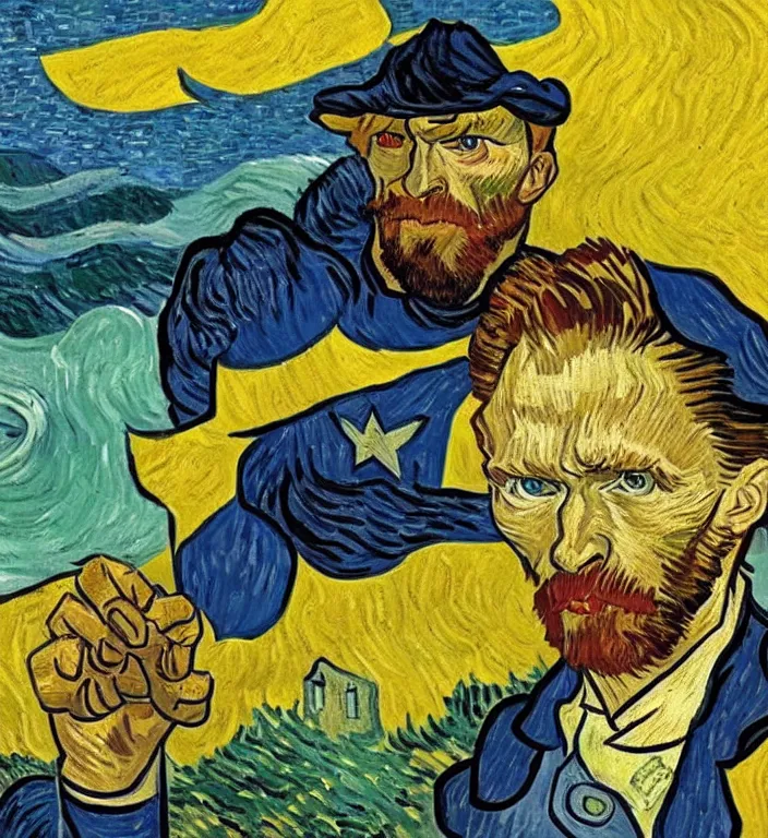 Prompt: vincent van gogh as a marvel superhero