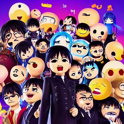 Image similar to cool emoji, emoji movie, 😎😎😎😎😎😎😎😎😎😎 anime thick linework by kentato miura and hayao miyazaki.