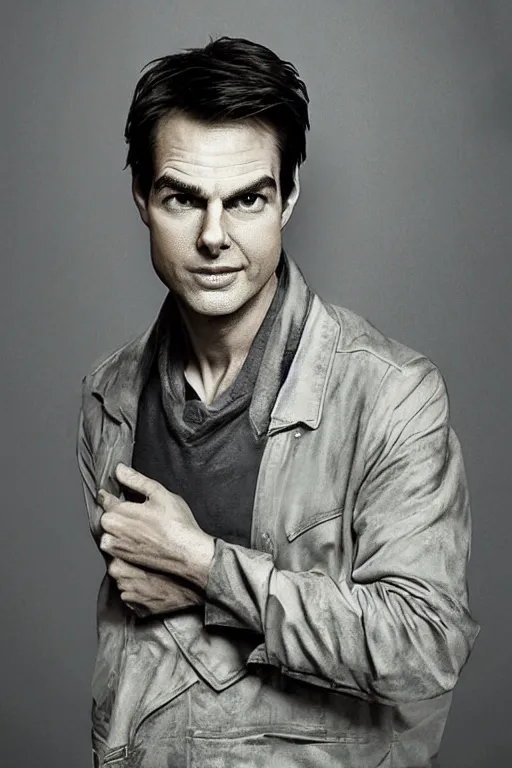 Image similar to a portrait that is a hybrid between Bill-Hader and Tom-Cruise