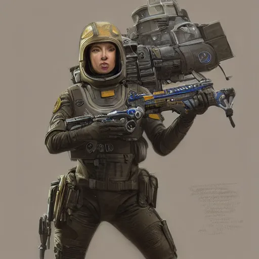 Prompt: female Intergalactic combat paramedic on the battlefield, Sci-Fi art by Donato Giancola and Bayard Wu, digital art, trending on artstation