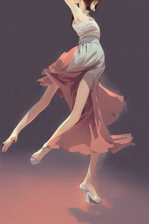 Image similar to a girl dancing elegantly, full body shot, intriguing outfit, fine - face, realistic shaded perfect body, fine details. night setting. very anime style. realistic shaded lighting poster by ilya kuvshinov katsuhiro, magali villeneuve, artgerm, jeremy lipkin and michael garmash, rob rey and kentaro miura style, trending on art station