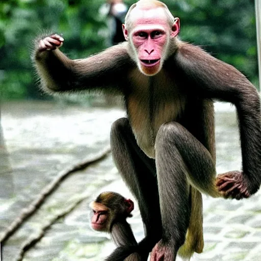 Prompt: vladimir putin crossed with monkey, monke putin