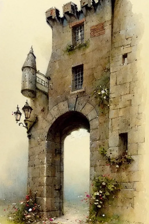 Image similar to (((((1950s castle gate . muted colors.))))) by Jean-Baptiste Monge !!!!!!!!!!!!!!!!!!!!!!!!!!!