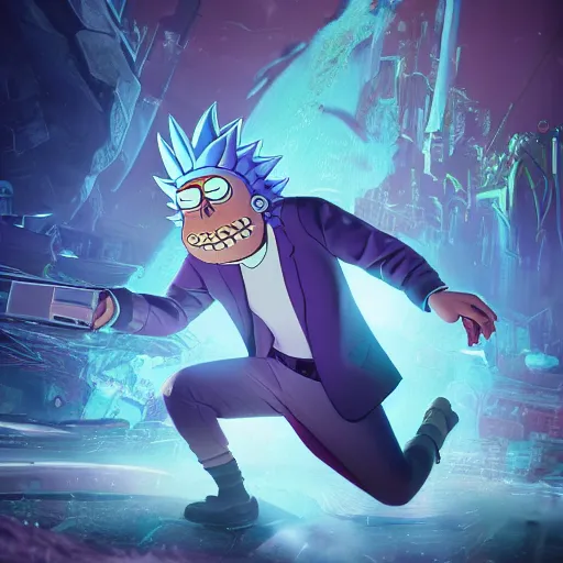 Image similar to full body pose, hyperrealistic photograph of rick sanchez from rick and morty, dim volumetric lighting, 8 k, octane beautifully detailed render, extremely hyper detailed, intricate, epic composition, cinematic lighting, masterpiece, trending on artstation, very very detailed, stunning, hdr, smooth, sharp focus, high resolution, award, winning photo, dslr, 5 0 mm