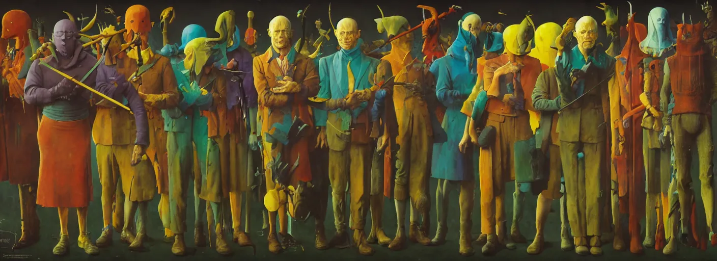 Prompt: full - body surreal colorful rpg character concept art anatomy, action pose, very coherent and colorful high contrast masterpiece by norman rockwell franz sedlacek hieronymus bosch dean ellis simon stalenhag rene magritte gediminas pranckevicius, dark shadows, sunny day, hard lighting, reference sheet white background