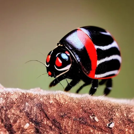 Image similar to a feline ladybug - cat - hybrid, animal photography