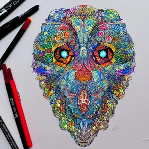 Prompt: colorful doodle art, intricate, face doodles, random characters, kerby rosanes