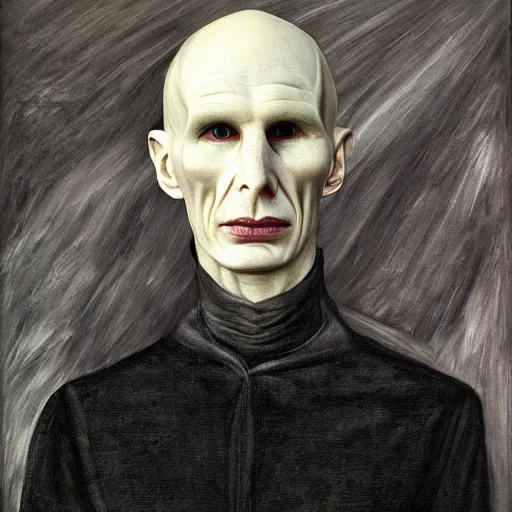 Prompt: portrait of Voldemort painted by lucian freud