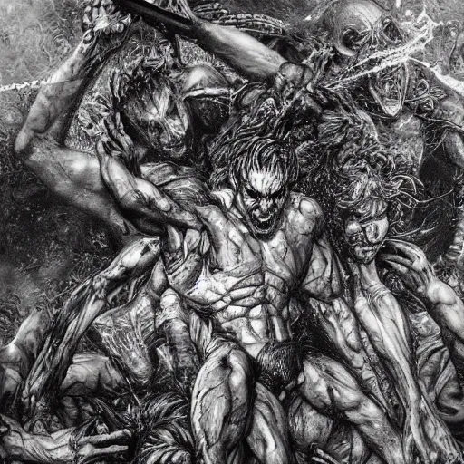 Prompt: photography photorealistic hyperrealism photo - realistic demon in crowded civilians ripping them apart from limb, by gustave dore james gurney artstation hyperrealism greg rutowski artstation deviantart unsplash behance incredible intricate detailed godmachine dzo olivier scott fischer yoji shinkawa apophasis shintaro kago apophasis hyperrealism apophasis