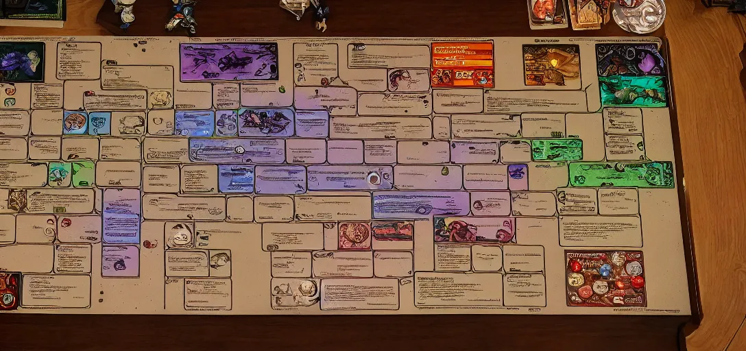 Image similar to dungeons and dragons board with the dungeon master reading lore bokeh