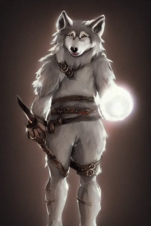 Prompt: a cute medieval anthropomorphic wolf with a fluffy tail, comic art, trending on furaffinity, cartoon, kawaii, backlighting, furry art!!!, cool shading, concept art