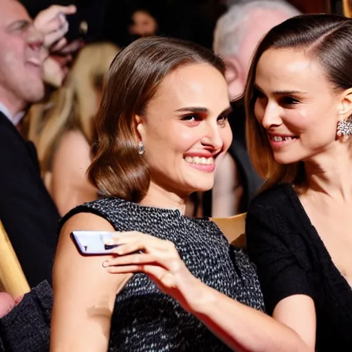 Image similar to Natalie Portman taking a selfie with Keira Knighley