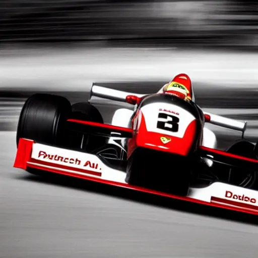 Image similar to promotional photo of a porsche formula 1 car