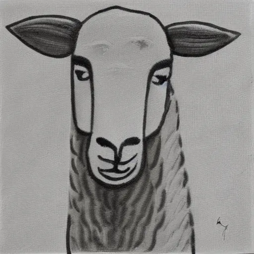 Image similar to one-line qrafic art sheep gray scale