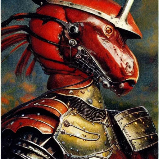 Prompt: shrimp animal as a realistic fantasy knight, closeup portrait art by norman rockwell and donato giancola and greg rutkowski,