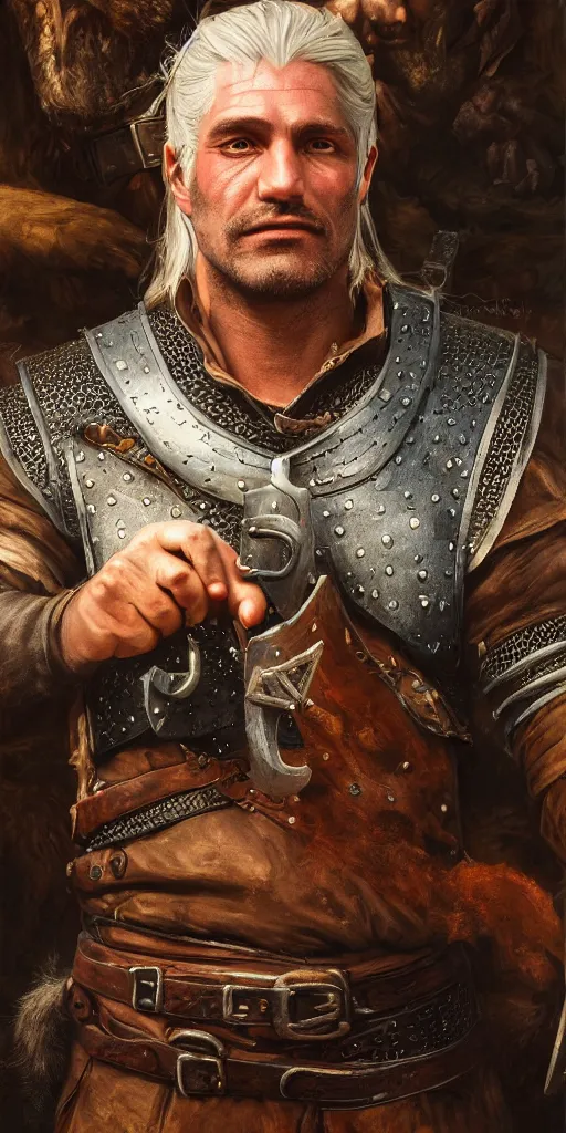 Prompt: the portrait of blacksmith, fantasy, witcher, very detailed oil painting, masterpiece, 8 k