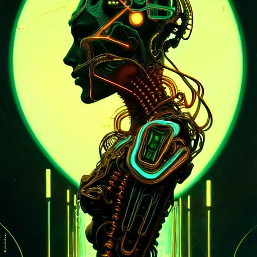 Image similar to extremely psychedelic beautiful brutalist cyborg organism infected by night. intricate, elegant, highly detailed, extremely lifelike photorealistic digital painting, artstation. steichen, gaston bussiere, tom bagshaw, brutalist cyberpunk alphonse mucha. elegant minimalism. anatomically correct. sharp focus. gold with white accents. surreal lush cosmic hallucination