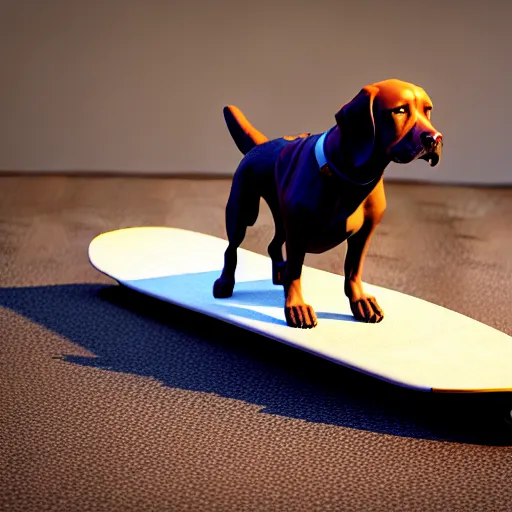 Image similar to Dog on a skateboard , 3d render , octane render , 4k