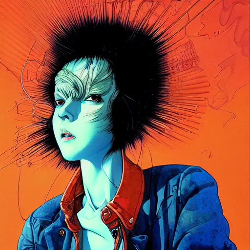 Image similar to prompt : soviet punk portrait soft light painted by james jean and katsuhiro otomo and erik jones, inspired by akira anime, smooth face feature, intricate oil painting, high detail illustration, sharp high detail, manga and anime 1 9 9 9