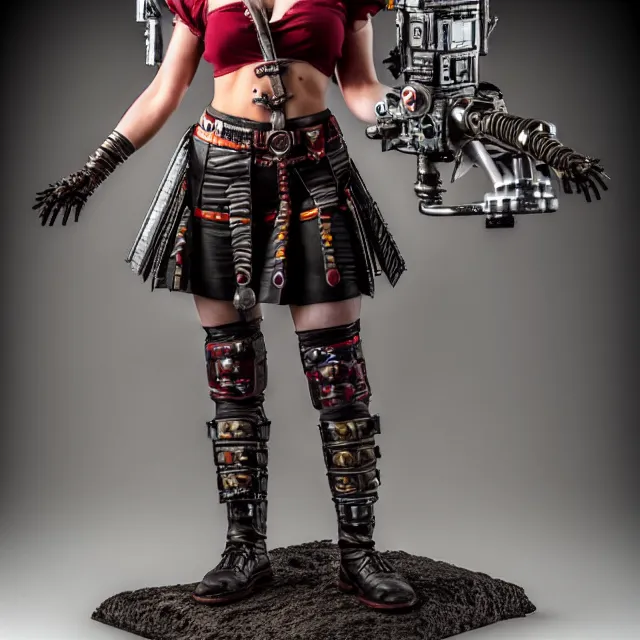 Image similar to full length photograph of a real - life very beautiful atompunk warrior. extremely detailed. dslr. 8 5 mm.