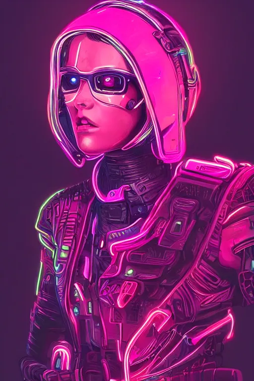 Image similar to beautiful cottagecore cyberpunk synthwave warrior, intricate, elegant, concept art, smooth, sharp, focus, pink neon lights, futuristic, cgsociety, in the style of artstation