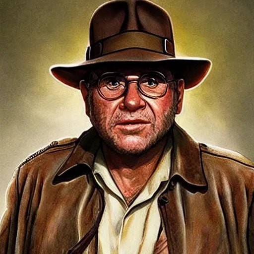 Image similar to Danny Devito as Indiana Jones, cinematic, realistic, detailed, portrait