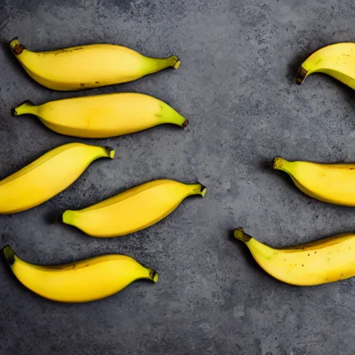 Image similar to professional photograph of banana ducks, peeled bananas with googly eyes and duck beaks