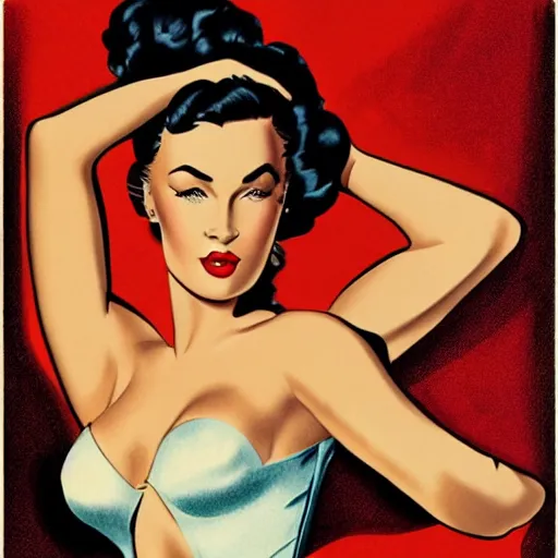 Image similar to a pinup illustration of megan fox in the style of alberto vargas.