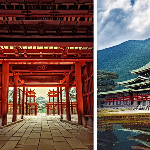 Prompt: todaiji japanese buddhist temple in nara, japan by anato finnstark, by alena aenami, by john harris, by ross tran, by wlop, by andreas rocha