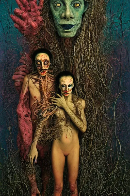 Prompt: 35mm color, humans enslaved by machines, portrait, fashion shoot, freak show, weird, random, strange, hyperdetailed, photorealistic, interesting, by David la chapelle and karol bak and david cronenberg and WETA digital, art by Zdzisław Beksiński, Ivan Bilibin, Dariusz Zawadzki , ID magazine, octane rendering, cinematic, hyperrealism, octane rendering, 8k, depth of field, bokeh.