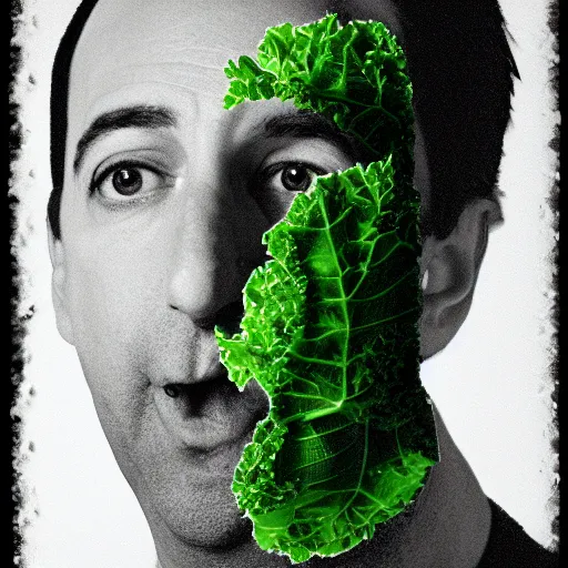 Image similar to tony hale double exposure head of kale