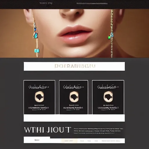 Image similar to landing page of a modern and elegant jewelry, web design, concept