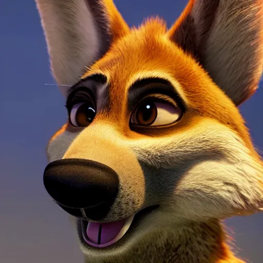 Image similar to a film still from zootopia main character portrait anthro anthropomorphic german shepard head animal person fursona pixar and disney animation, sharp, rendered in unreal engine 5, anime key art by greg rutkowski, bloom, dramatic lighting